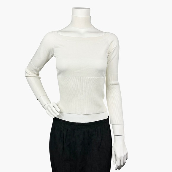 Jonathan Simkhai Ivory Cutout Mock Neck Sweater Long Sleeve Women's Size L - Picture 1 of 10